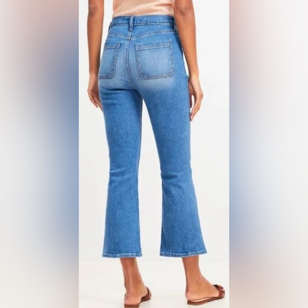 NEW NWT LOFT Curvy Braided High Rise Kick Crop Jeans Classic Mid Wash Size 34 - Picture 3 of 10